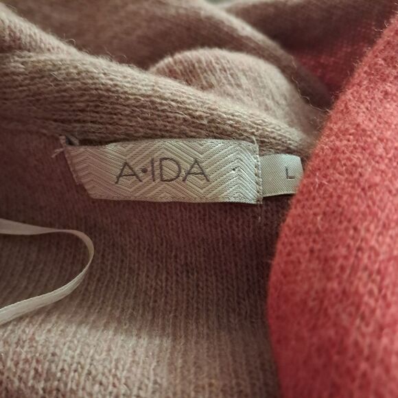 A•IDA sweater women's large L orange tan wool blend italian designer cozy winter - Picture 8 of 14